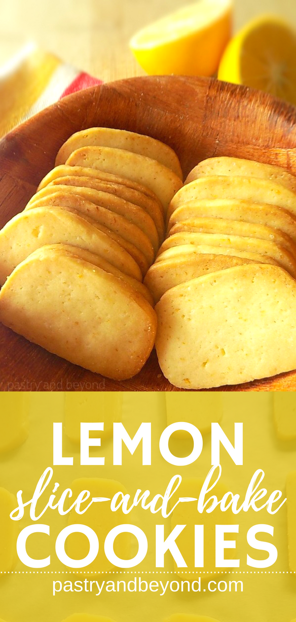 Collage for baked and unbaked lemon slice-and-bake cookies.