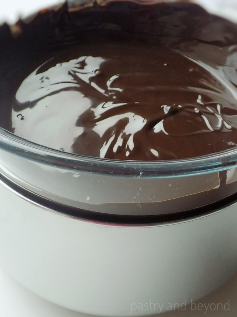 Melted chocolate over bain-marie.