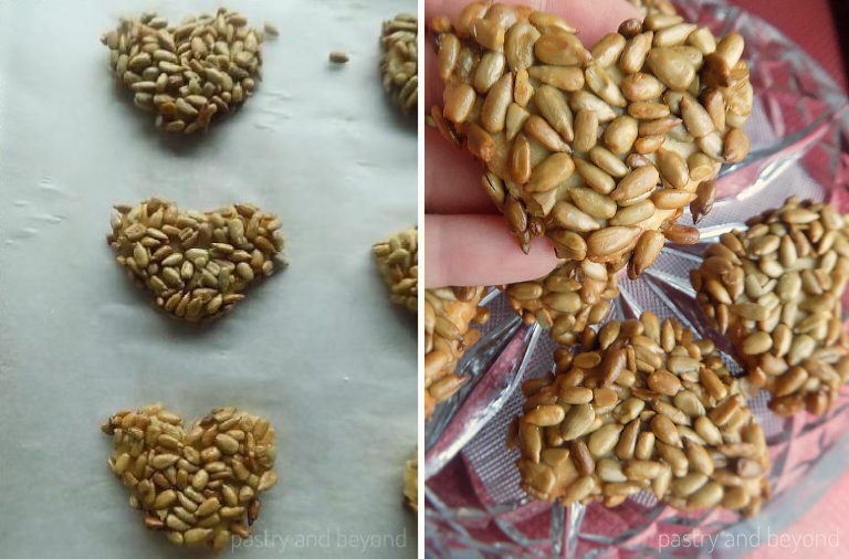 Sunflower Seed Cookies before and after baking.