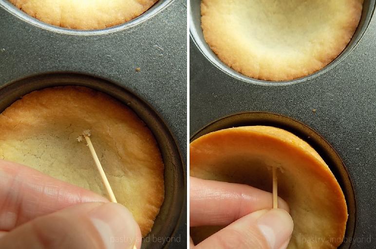 Lifting the cookie cups with a toothpick.
