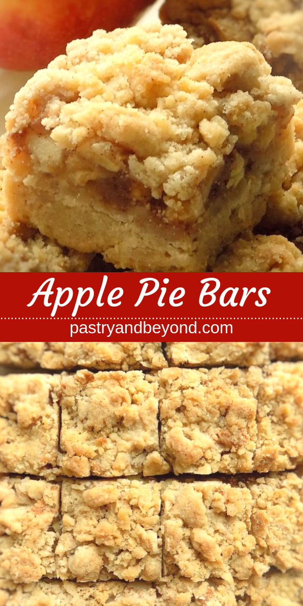 Collage for apple pie bars with text overlay.