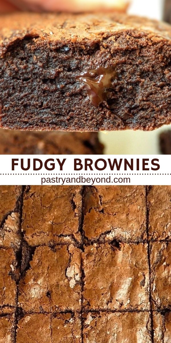 Collage for chocolate brownies with text overlay.