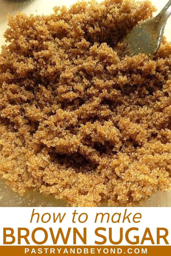 Showing the homemade brown sugar in a bowl.