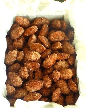 Candied almonds in a gift box.