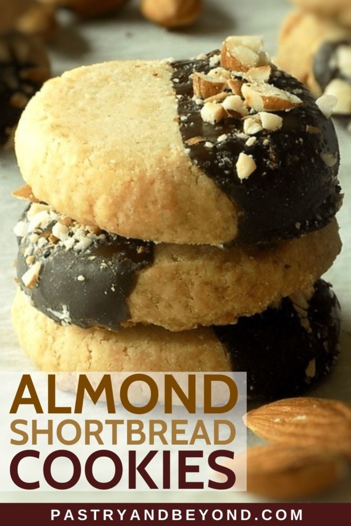 Stacked almond shortbread cookies.