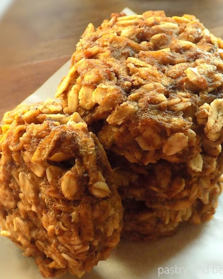 Stacked apple oatmeal cookies.