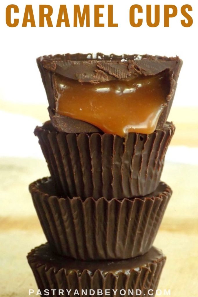 Stacked caramel filled chocolate cups