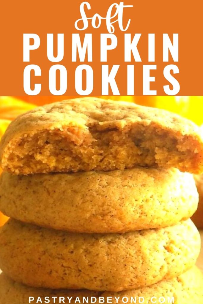The stacked pumpkin cookies, the one on top showing inside.