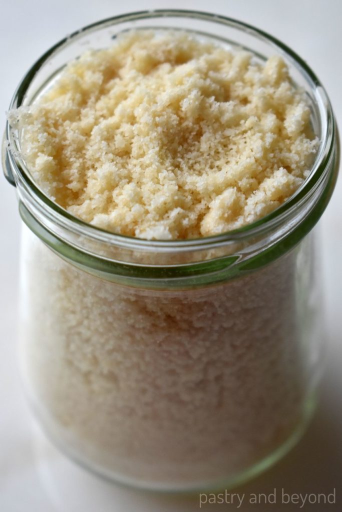 Almond flour in a jar.