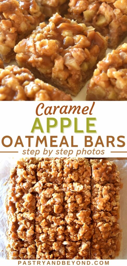 Collage for apple oatmeal bars with text overlay.