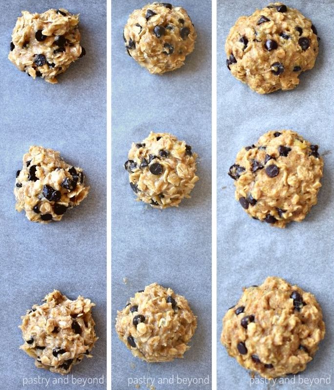 Collage that shows before and after baking the cookies.