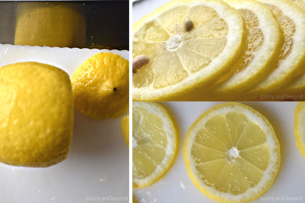 Collage for slicing lemon.