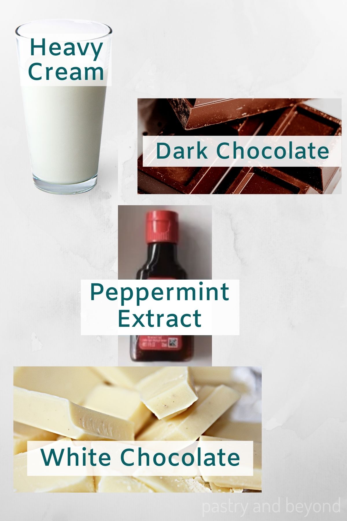 Ingredients to make peppermint chocolate truffles.